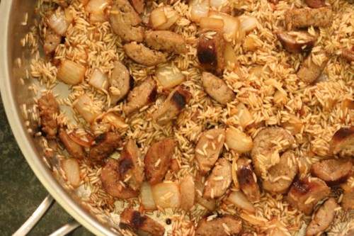 One Pot Sausage and Rice Skillet