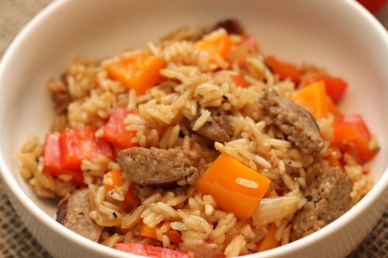 One Pot Sausage and Rice Skillet
