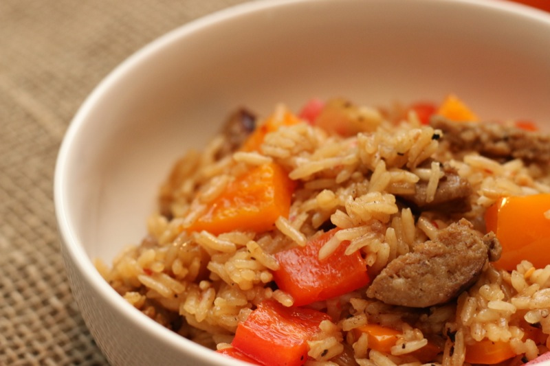 One Pot Sausage and Rice Skillet