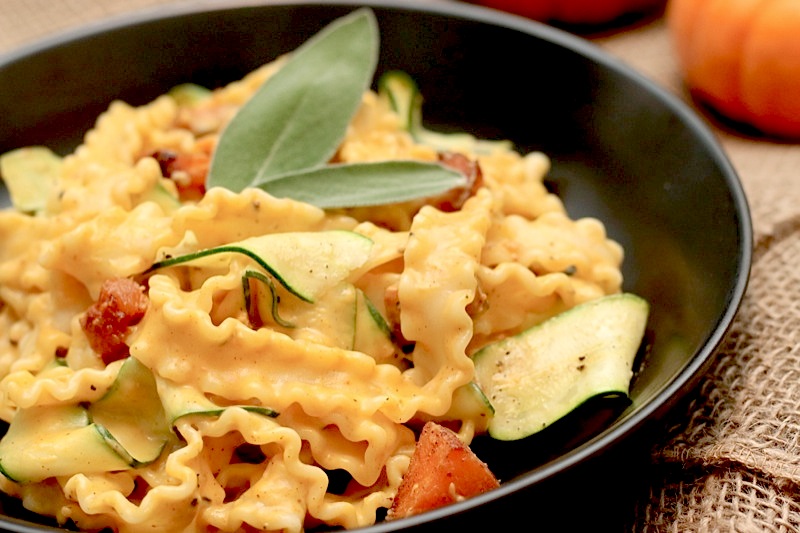 Pumpkin Pasta with Zucchini Ribbons