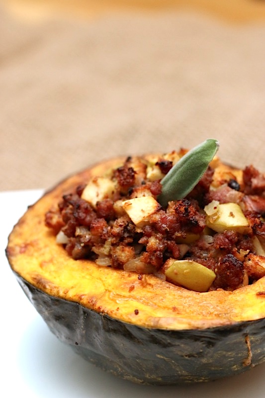 Sausage and Apple Stuffed Kabocha Squash