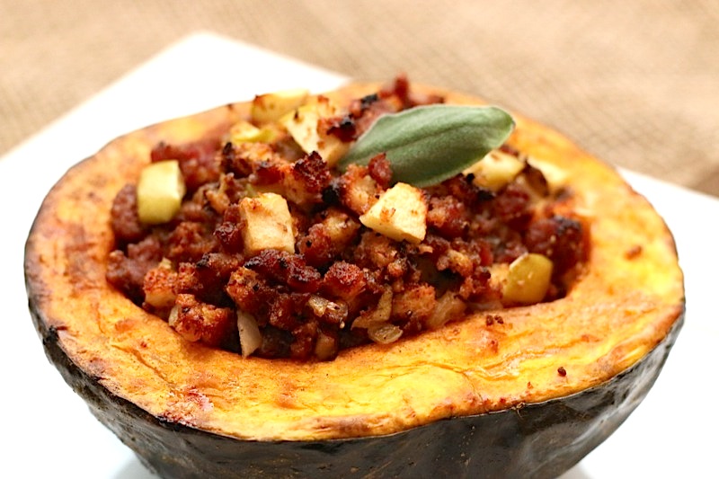 Sausage and Apple Stuffed Kabocha Squash