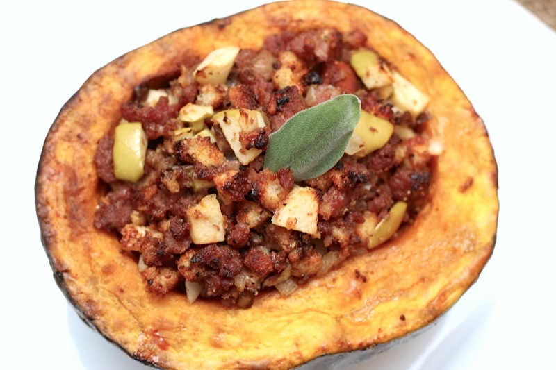 Sausage and Apple Stuffed Kabocha Squash