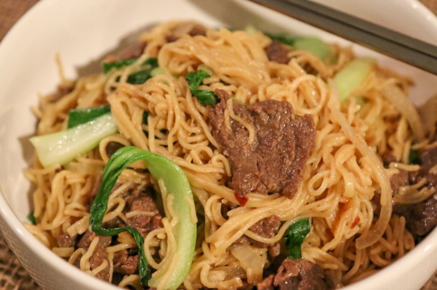 Chinese Egg Noodles with Beef and Bok Choy